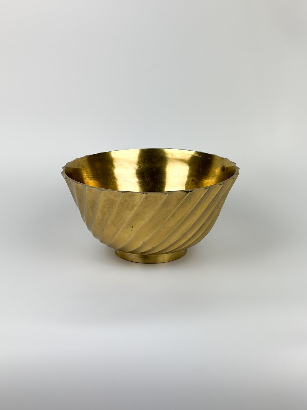 Vintage Spiral Brass Pedestal Bowl