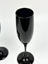 Load image into Gallery viewer, Set of 4 Vintage Black Glass Champagne Flutes
