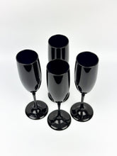 Load image into Gallery viewer, Set of 4 Vintage Black Glass Champagne Flutes
