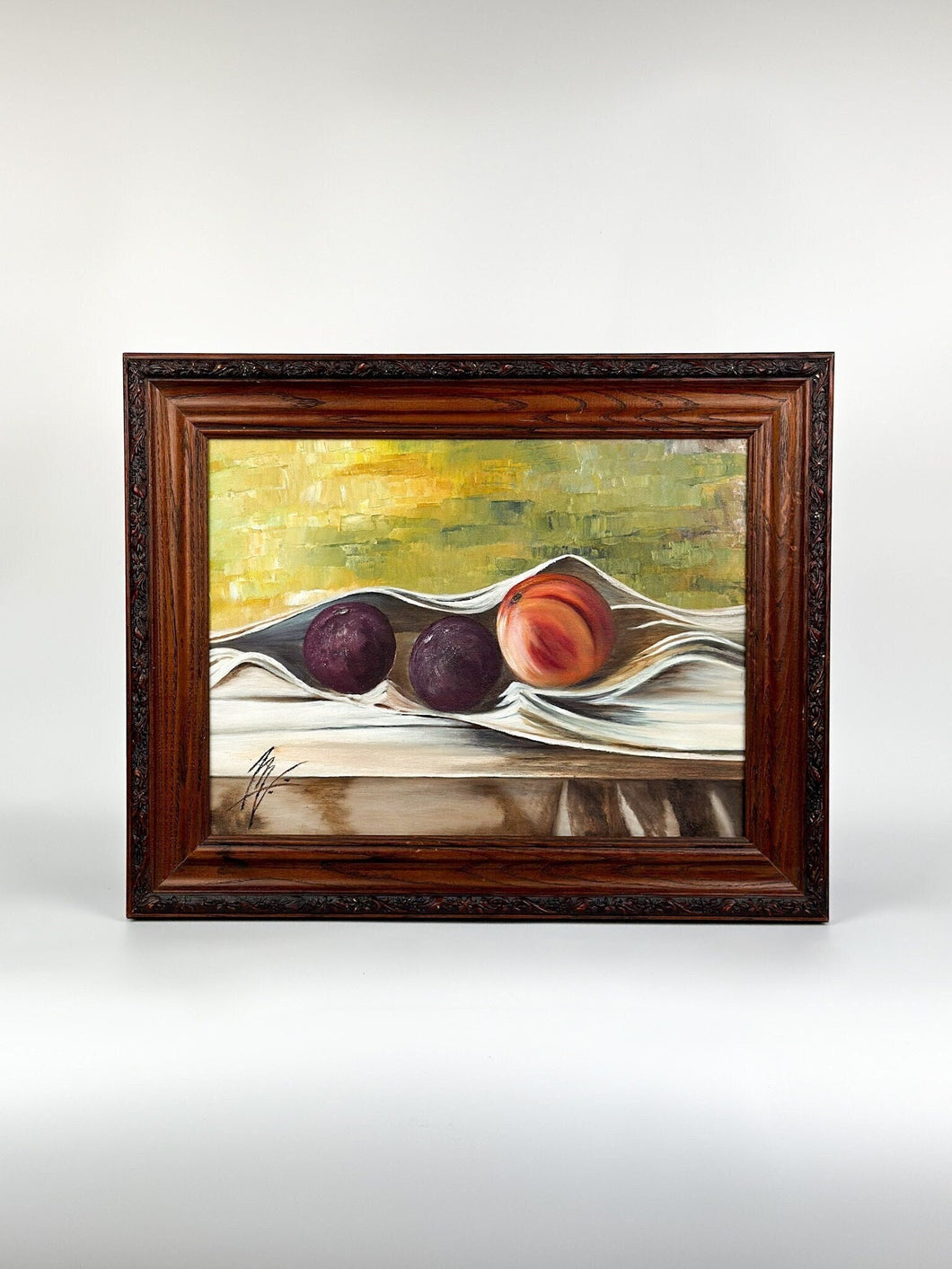 Vintage Framed Original Fruit Still Life Oil Painting on Board - Carmen Montalvo - Quince