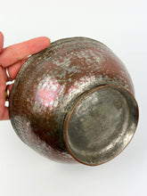 Load image into Gallery viewer, Antique Tin Washed, Hammered Copper Bowl - Engraved Middle Eastern Dish
