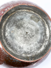 Load image into Gallery viewer, Antique Tin Washed, Hammered Copper Bowl - Engraved Middle Eastern Dish
