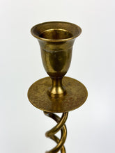 Load image into Gallery viewer, Pair of Vintage Brass Barley Twist Candle Holders - Spiral Taper Holders
