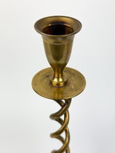 Load image into Gallery viewer, Pair of Vintage Brass Barley Twist Candle Holders - Spiral Taper Holders
